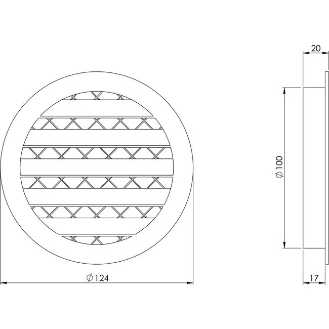 Rejilla de aluminio Ø100 blanco - MRA100W - RAL9016