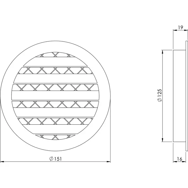 Rejilla de aluminio Ø125 blanco - MRA125W - RAL9016