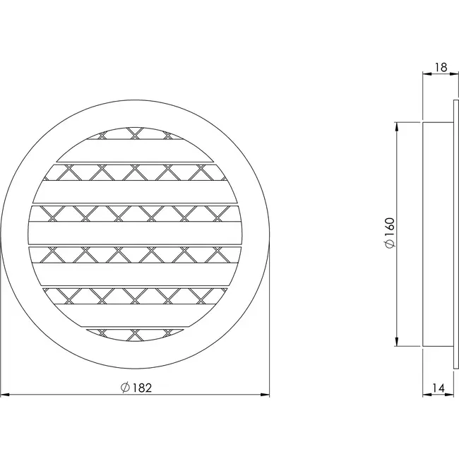 Rejilla de aluminio Ø160 blanco - MRA160W - RAL9016