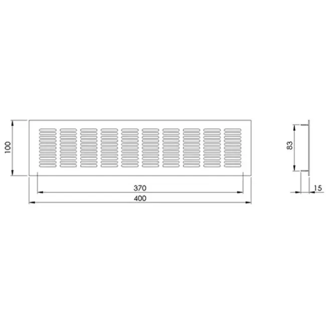 Rejilla de zócalo de aluminio - negro L=400mm x H=100mm - RA1040B