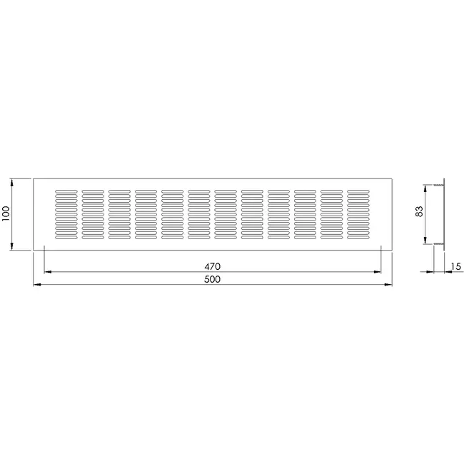 Rejilla de zócalo de aluminio - negro L=500mm x H=100mm - RA1050B