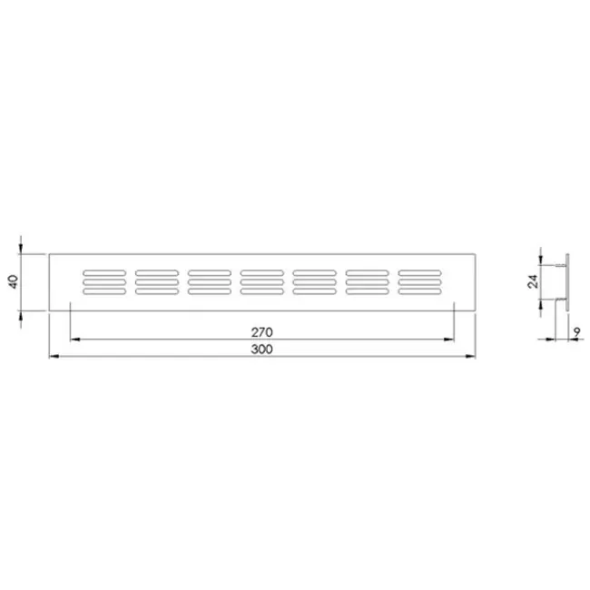 Rejilla de zócalo de aluminio - plata L=300mm x H=30mm -RA430S