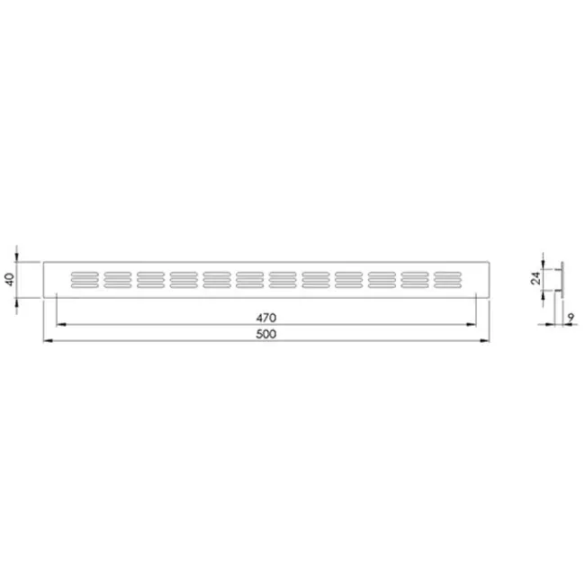 Rejilla de aluminio para zócalo - negro L=500mm x H=40mm -RA450B