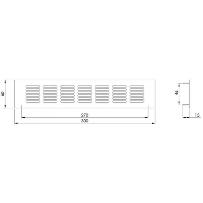 Rejilla de aluminio para zócalo - negro L=300mm x H=60mm -RA630B