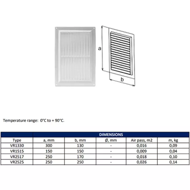 Rejilla de ventilación rectangular con rejilla 250x170 marrón - VR2517B