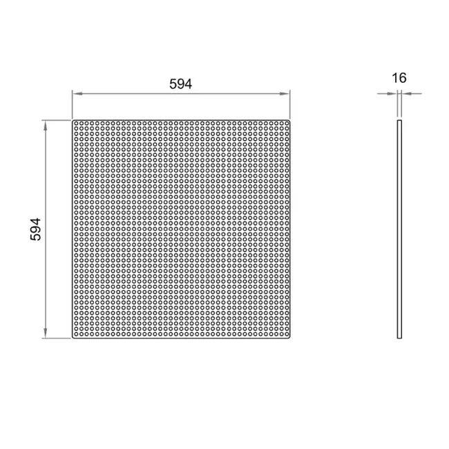 Placa perforada para techo de 600 x 600 mm para insertar en techos modulares - RAL9010