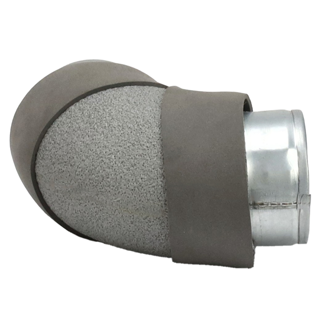 Diámetro de la curva del termoducto 80 mm 90 grados (no seguro)