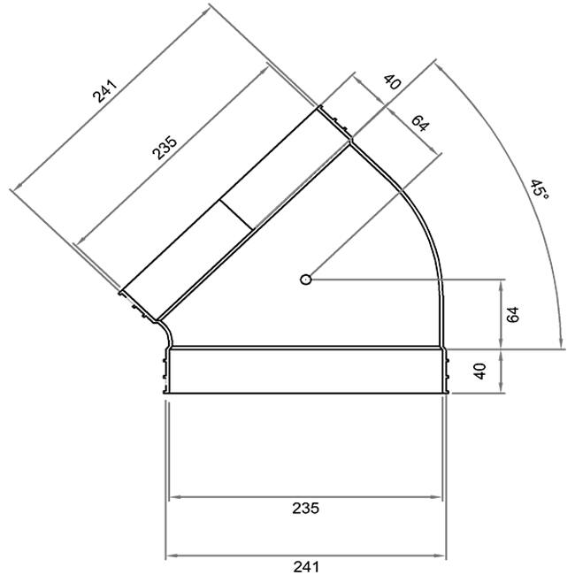 Wavin Ventiza Codo 45 grados PVC ovalado 235x80 mm horizontal M/M