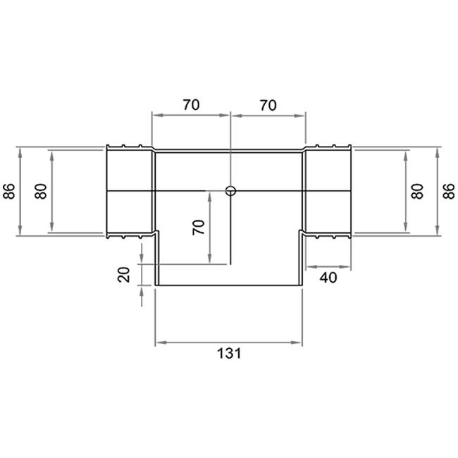 Wavin Ventiza T-conector PVC ovalado 195x80x50 mm por diámetro 125 mm M/M/M