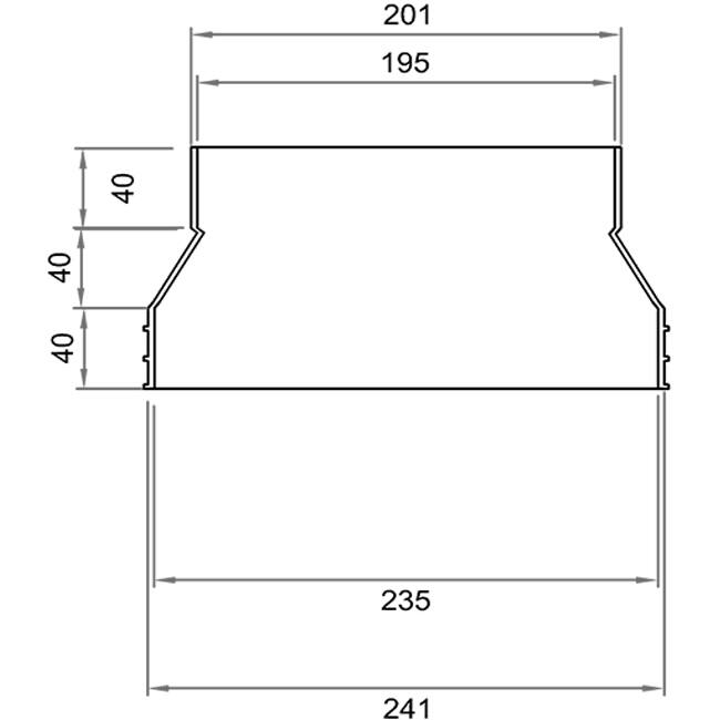 Wavin Ventiza Transición PVC ovalada 235x80 mm a 195x80 mm M/M