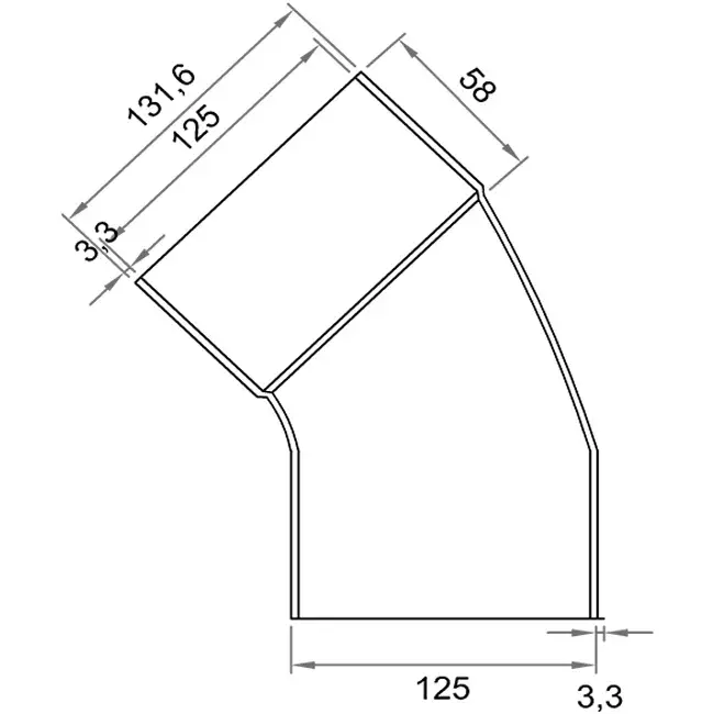 Wavin Ventiza curva 45 grados PVC redondo por diámetro 125 mm M/S
