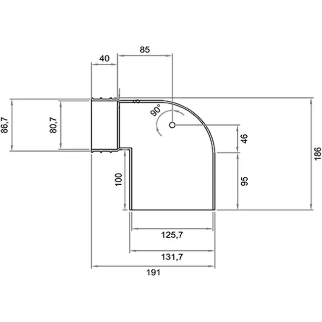 Wavin Ventiza terminal 90 grados PVC redondo 125x80x100 mm M/M