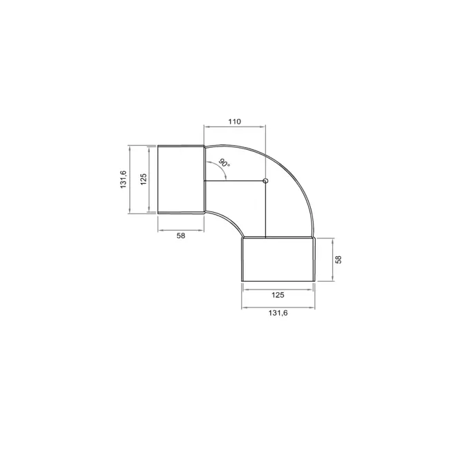 Wavin Ventiza curva 90 grados PVC redonda 125 mm M/M