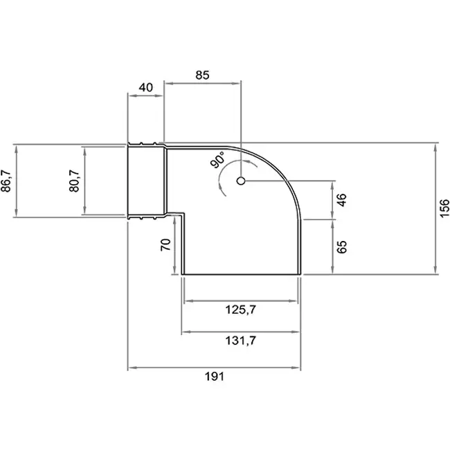 Wavin Ventiza terminal 90 grados PVC redondo 125x80x70 mm M/M
