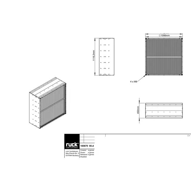 Caja de filtro para ventilador de caja Ruck MPC 700/800 - FB 1200
