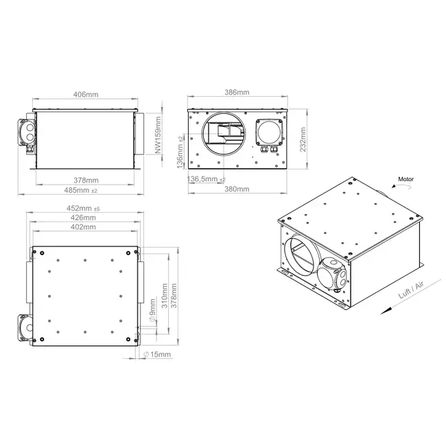 Ventilador tubular aislado 160 mm - ISORX 160 EC K 01
