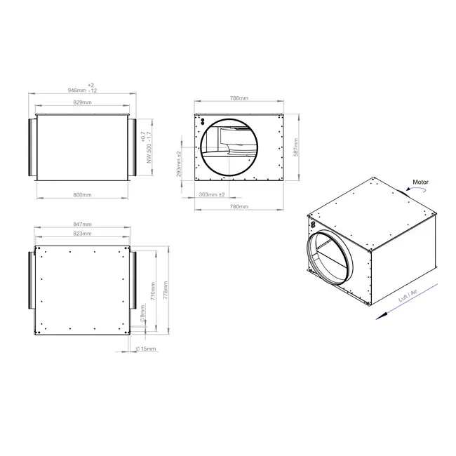 Ventilador de tubo aislado 500 mm - ISOR 500 EC K 01