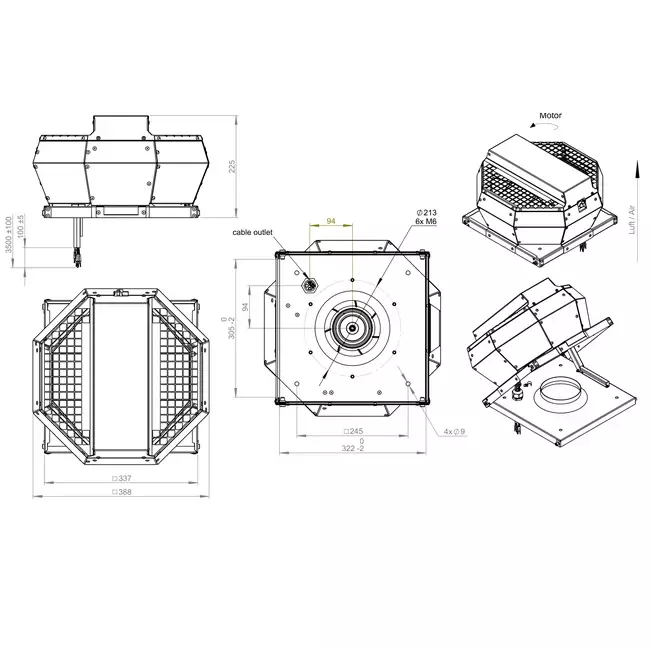 Control de presión constante vertical del ventilador de techo - DVA 190 EC O CRK 02