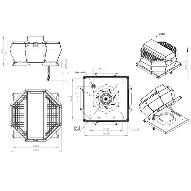 Control de presión constante vertical del ventilador de techo - DVA 220 EC O CRK 02