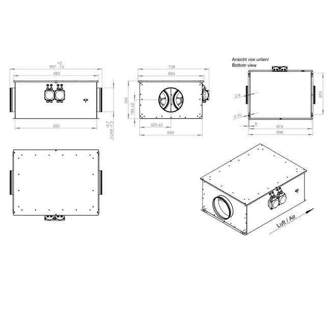 Ventilador tubular 250 mm aislado de bajo consumo - EM DUO 250 EC K 02