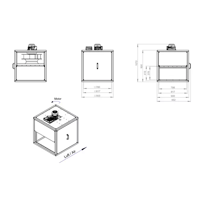 Motor ventilador de caja flujo lineal exterior - MPC TI 500 EC K01