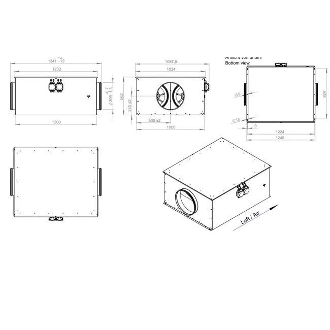 Ventilador tubular 400 mm aislado de bajo consumo - EM DUO 400 EC K 01