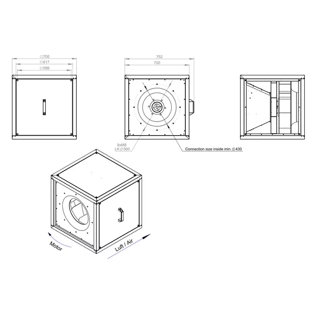 Caudal de aire exterior del motor del ventilador de caja - MPC T 500 D4 K01