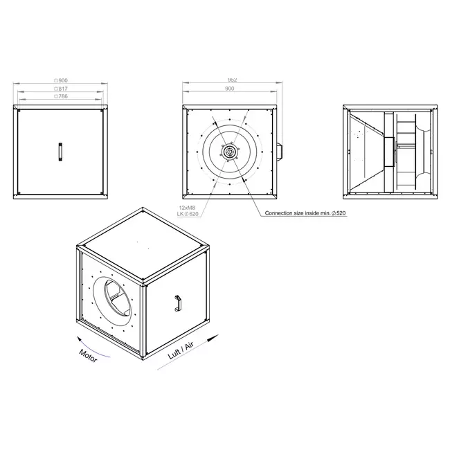 Caudal de aire exterior del motor del ventilador de caja - MPC T 630 D4 K01