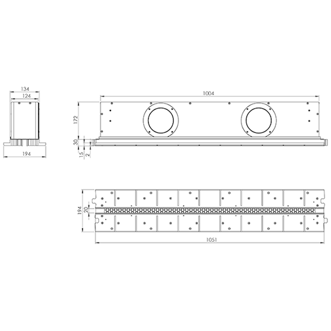 Difusor de ranura sin marco Ergovent 1050 mm con diámetro de conexión 125 mm - climatización - 1 ranura