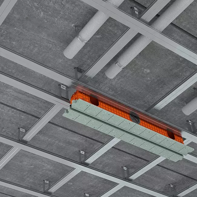 Difusor de ranura sin marco Ergovent 1050 mm con diámetro de conexión de 75 mm - modular - 1 ranura