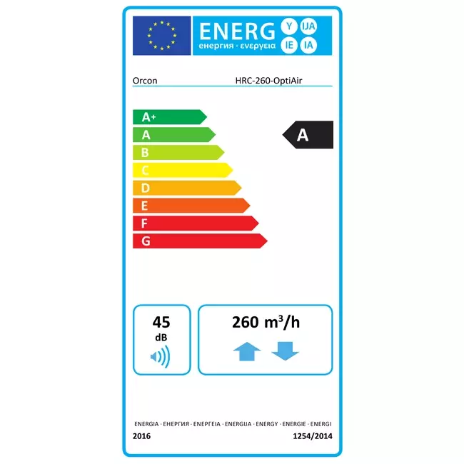 Unidad de techo con recuperación de calor Orcon HRC-260-OptiAir