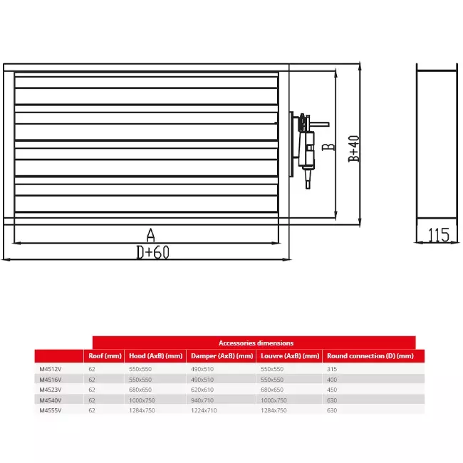Compuerta Maxivent con actuador para M4512 horizontal izquierda - DAL
