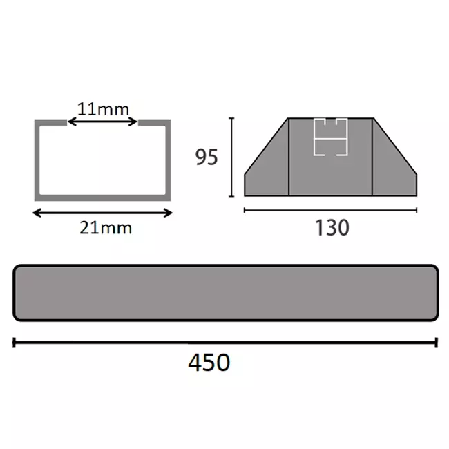 Barra de montaje ClimaConnect de caucho antivibraciones 450 mm