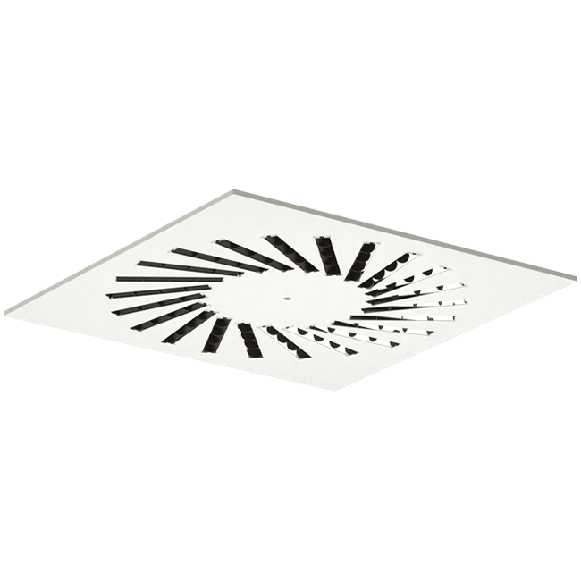 Difusor rotacional de acero con deflectores regulables - 400x400 mm - RAL 9010