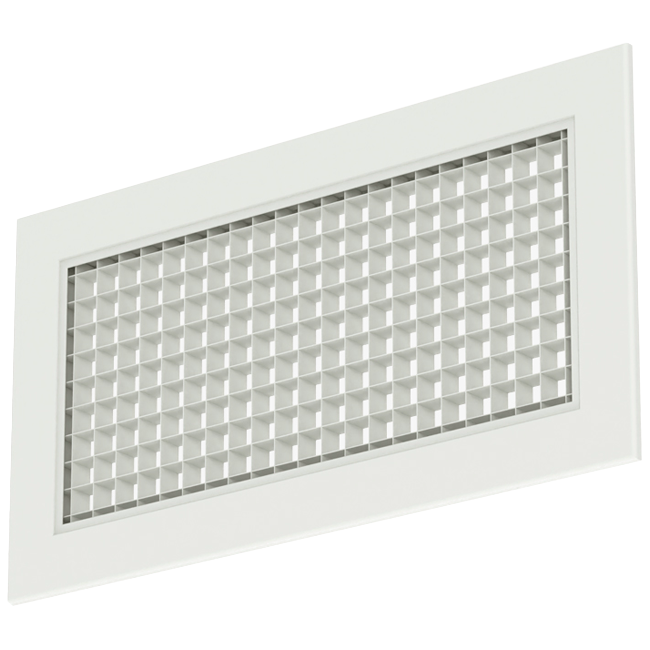 Rejilla mural de aluminio con rejilla fija - con muelles de fricción - 500x150 mm - RAL 9010