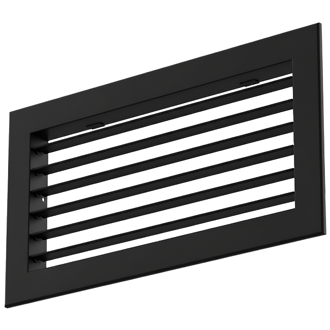 Rejilla regulable simple de aluminio con amortiguador - con muelles de fricción - 200x100 mm - RAL 9005
