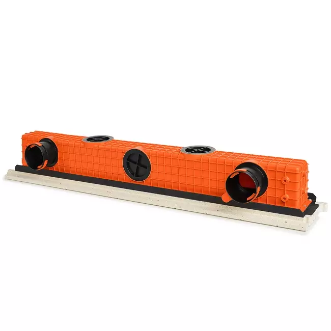 Rejilla lineal sin marco de Ergovent, empotrable, de 1050 mm con diámetro de conexión de 75 mm - modular - 2 ranuras