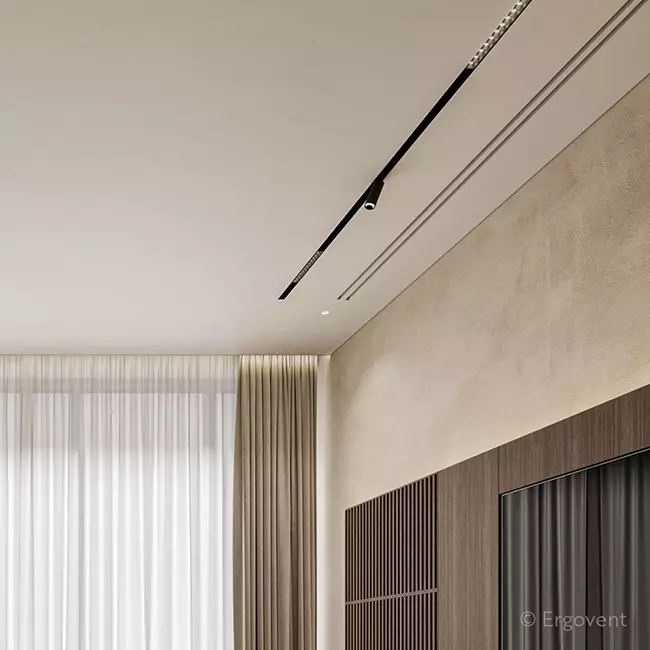Rejilla lineal sin marco de Ergovent, empotrable, de 1050 mm con diámetro de conexión de 75 mm - modular - 2 ranuras