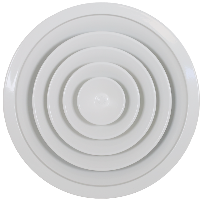 Rejilla de techo redonda con diseño fijo, Ø 250 mm - RAL9010