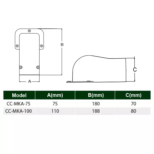 Tapa de pared ClimaConnect para conducto de montaje 100 mm - RAL 9010