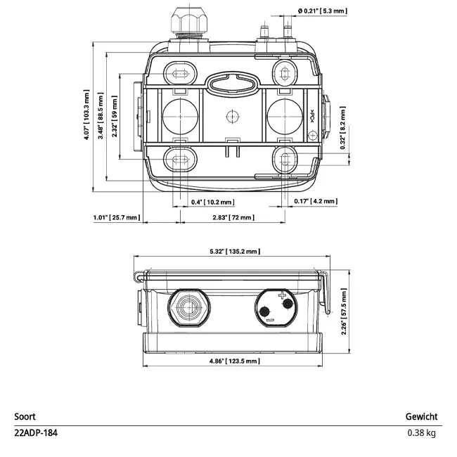 Sensor de presión diferencial Belimo hasta 2500 Pa - 22ADP-184
