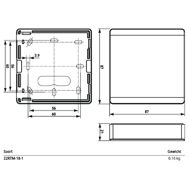 Sensor ambiental Belimo para CO₂, humedad y temperatura - MP-Bus - 22RTM-18-1