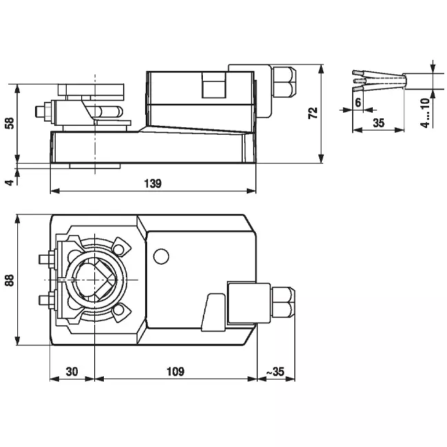 Accionamiento de válvula modulante Belimo con terminales de conexión 24V - 2-10V - 20 Nm - SM24A-SR-TP