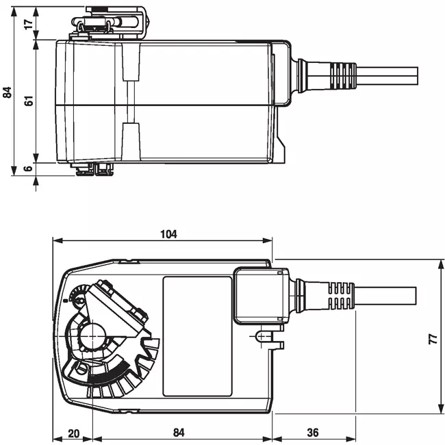 Actuador de válvula rotativa Belimo con retorno por muelle 24V - abrir/cerrar - 2,5 Nm - TF24