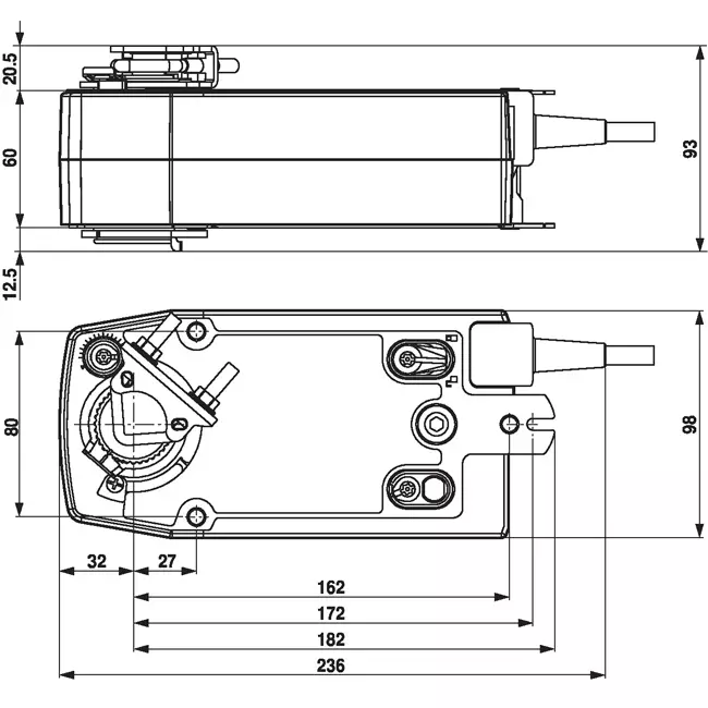 Actuador de válvula rotativa Belimo con retorno por muelle 24-240V - 20 Nm - SFA