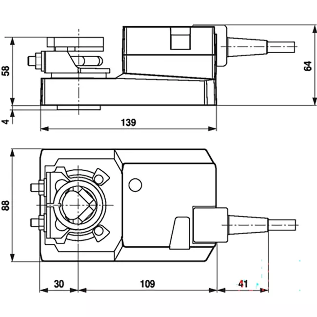 Actuador de válvula modulante Belimo 24V - 2-10V - 20 Nm - SM24A-SR