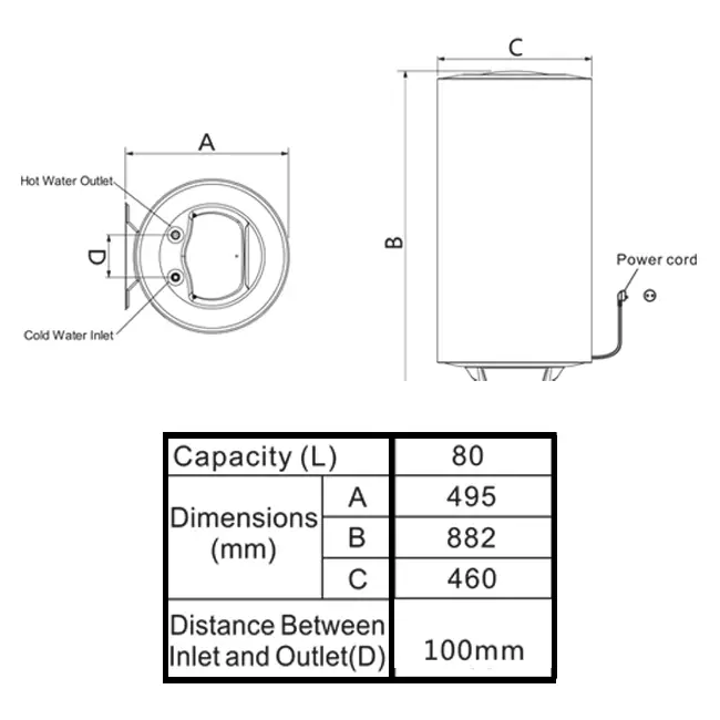 Termo eléctrico Kizura 80L