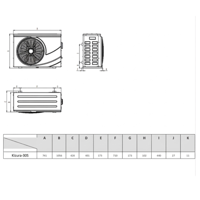 Bomba de calor para piscina Kizura Maxinverter-30S 400V R32 30,1 kW