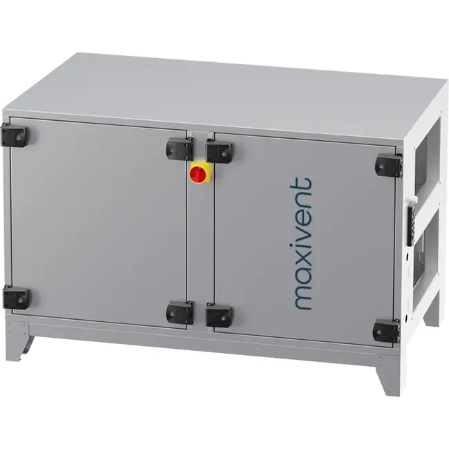 Cajas de tratamiento de aire Maxivent WTW con intercambiador de calor de contracorriente de 700 m³/h con batería de agua caliente, horizontal a la derecha - PHE 700 H WOJR