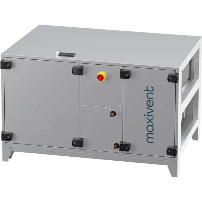 Cajas de tratamiento de aire Maxivent WTW con rueda de calor de 3400 m³/h y batería de agua caliente, disposición horizontal a la derecha - RHE 3400 H WOJR